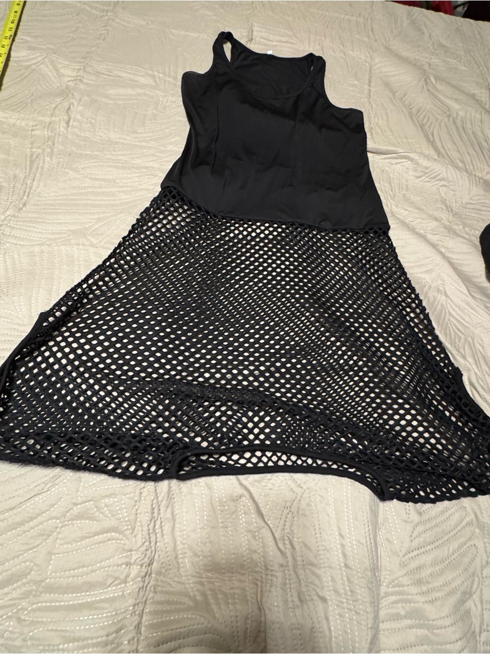 blue island Black Mesh Swim Coverup Dress